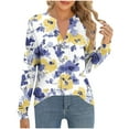 thumbnail image 2 of Fznquz Spring Fall Womens Work Blouses Floral Yellow Casual Shirt Dressy Long Sleeve V Neck Women Winter Fashion,XL, 2 of 6