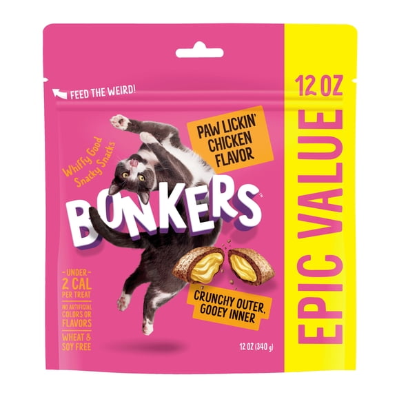 Bonkers Crunchy and Soft Cat Treats Paw Lickin' Chicken Flavor