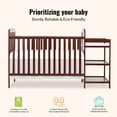 thumbnail image 3 of Dream On Me Anna 3-in-1 Convertible Crib with Changing Table Cherry, Changing Pad Included, Converts from Baby Crib to Toddler Bed, Day Bed and Kids Sofa, Three Adjustable Mattress Height Positions, 3 of 12