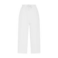 thumbnail image 5 of Fashion Olyvenn Women's Capri Yoga Pants Loose Soft Drawstring Workout Sweatpants Causal Lounge Pants with Pockets White L, 5 of 9