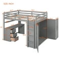 thumbnail image 2 of Harper & Bright Designs Full Loft Bed with Desk and Wardrobe, Solid Wood Loft Bed Frame with Storage Drawers for Teens Adults, Gray, 2 of 13