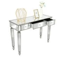 thumbnail image 4 of IVV Modern 3-Drawers Mirrored Computer Desk Dressing Table for Bedroom, Antique Silver, 4 of 10