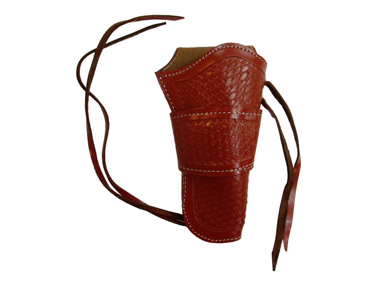 Leather Holster Long Barrel OWB Revolver Pistol Fit Basket Tooled Red - Right Hand