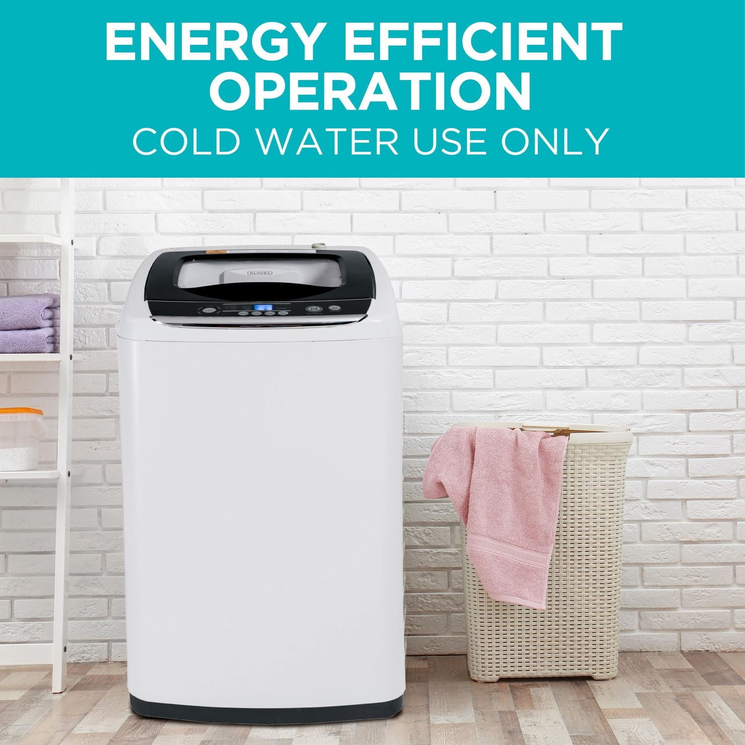 Black + Decker Small Portable Washer, Washing Machine for Household Use, Portable Washer 0.9 Cu. Ft. with 5 Cycles, Transparent Lid & LED Display