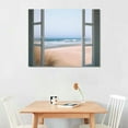 thumbnail image 2 of Shiartex Window Beach Picture Wall Art Window Frame Style Canvas Art Painting Poster Ocean Coastal Landscape Wall Decor Bathroom Living Room Relax Chic Home Decor 20x16 in/16x12 in, 2 of 4
