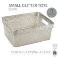 thumbnail image 3 of Simplify 3 Pack Small Polypropylene Glitter Storage Tote Baskets, Silver, 3 of 5