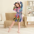thumbnail image 3 of FORMRS Niños Bathrobe Unisex Hooded Robe Soft Plush Pajamas Sleepwear, Size 2-3T, Stripes Pattern, 3 of 7