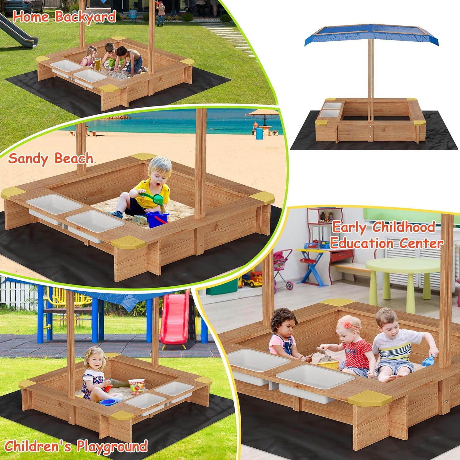 Costway Solid Crafted Sandbox for Ideal Gift Cedar Wood