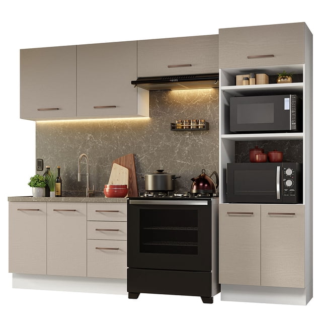 Cocina Integral 270cm MADESA Blanco/Crema Ágata Madesa 08