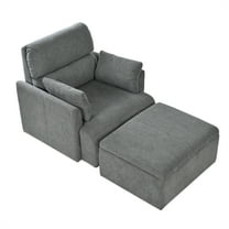 Modern Oversized Accent Chair with Storage Ottoman in Fabric, Living Room Chair for Relaxation & Style,Dark Gray