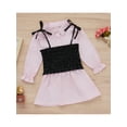 thumbnail image 3 of Seyurigaoka Solid Color Turn-Down Collar Long Sleeve Dress+Spaghetti Strap Vest, 3 of 9