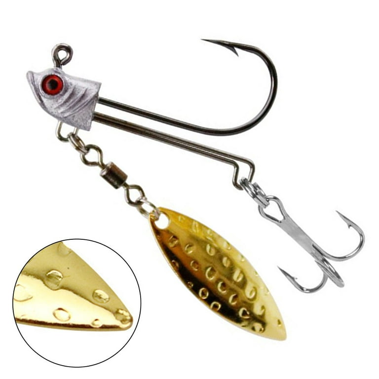 BAMILL Lead head Jig Head Fishing Hook Lure Simulation Red Eye W/ Willow  Leaf Sequin