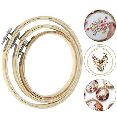3pcs Embroidery Hoop Set Bamboo Circle Cross Stitch Needlework Hoop Ring for Embroidery and Cross Stitch, 5"-7" Adjustable Round Embroidery Hoops for Home Ornaments, Art Craft Handy Sewing