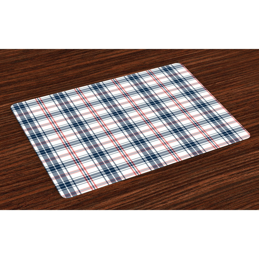 Plaid Placemats Set of 4 Traditional Checkered British Country Pattern
