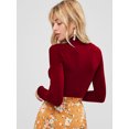 thumbnail image 2 of Wenseny Womens Knitted Shirt Long Sleeve Shirt Pull Over Crop Top Red M, 2 of 4