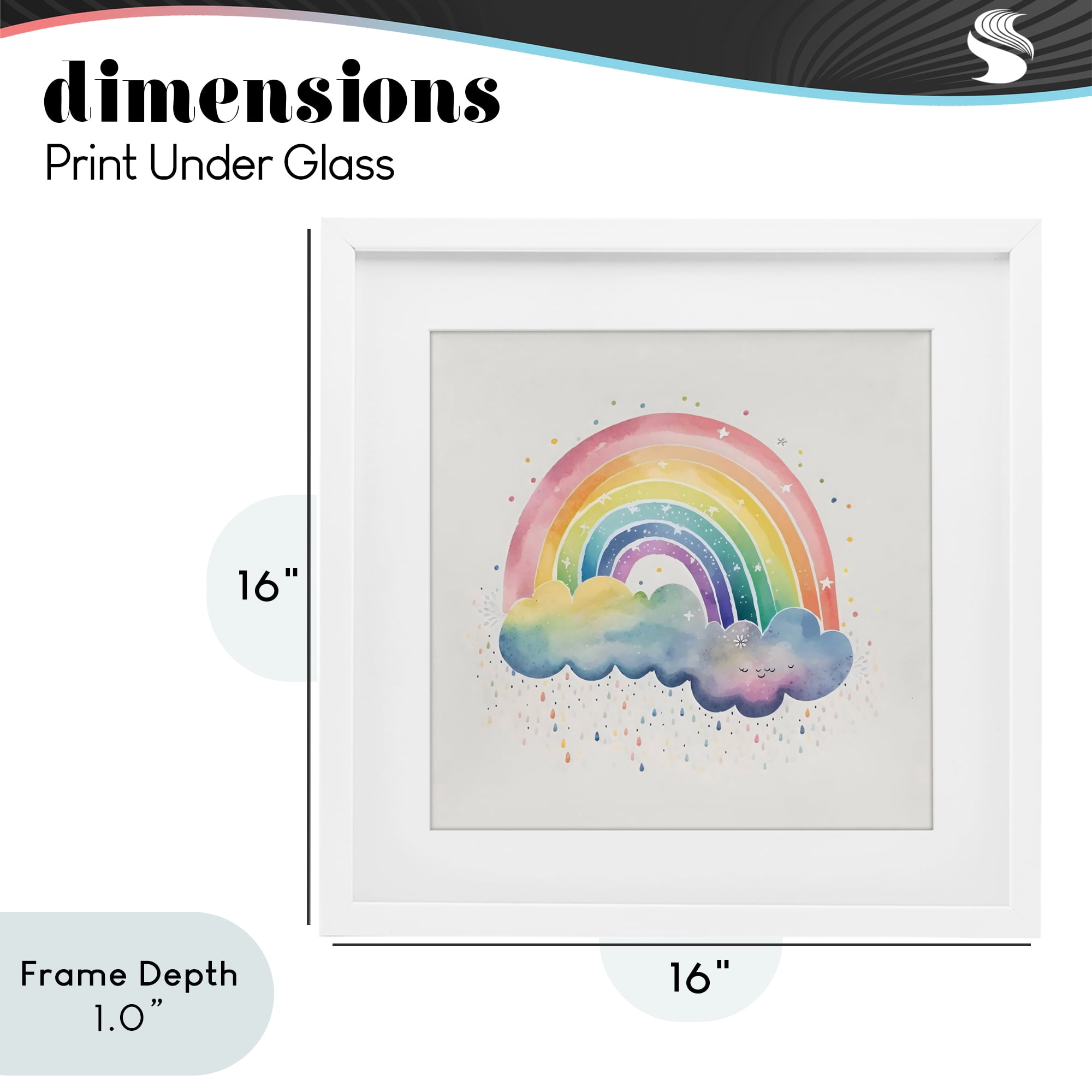 Stupell Industries Bright Boho Rainbow & Stars White Framed Print Under Glass, design by Creative Studio