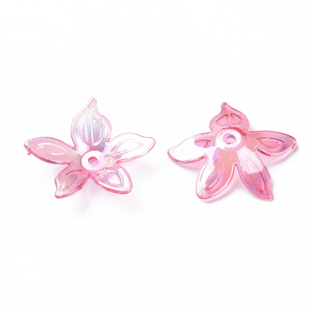 500gs Transparent Acrylic Beads AB color Flower Mixed color 25.5x28x6mm Hole: 1.8mm about 980pcs/500g
