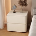 thumbnail image 2 of Solid Color Leather Bedside Table Modern Style Living Room Storage Side Cabinet Bedroom Wooden Nightstands End Table My Lux Decor Round, 2 of 26
