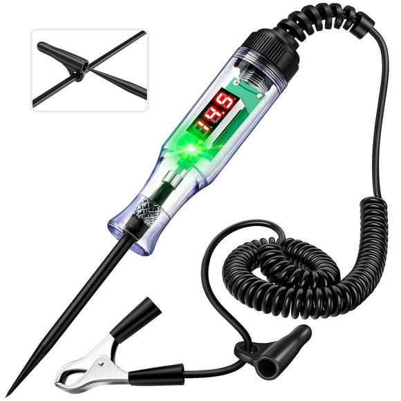 Test Light Automotive 5-90V Digital LED Light Tester with Voltage Display, Voltage Test Pen with Extended Spring Wire & Stainless Steel Probe, Circuit Tester for Car, RV, Fuse Voltage Systems,BLACK