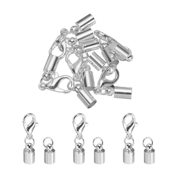 5Pcs Cord End Caps 4.5mm Brass for Leather Cord, Tassels, Jewelry Making 6mm Length Silver