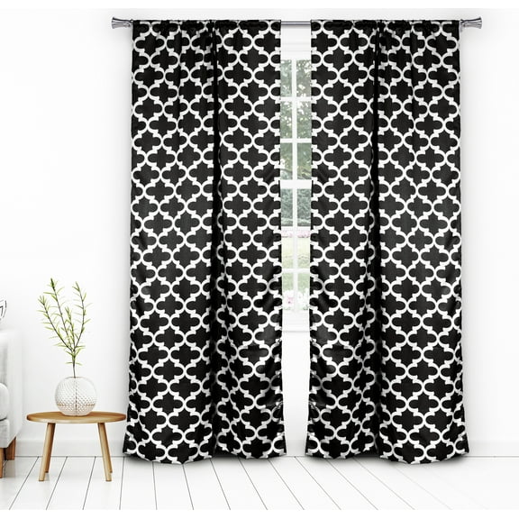 Blackout 365 Modern Solid Print Rod Pocket Blackout Kitchen Curtains, 38” x 84” (2 Panels)