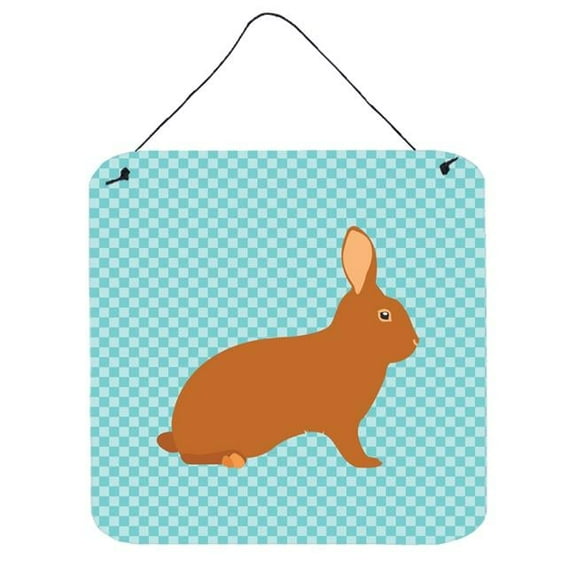 Carolines Treasures BB8143DS66 Rex Rabbit Blue Check Wall or Door Hanging Prints, 6 x 6 in.