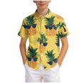 thumbnail image 5 of Boys Hawaiian Shirt Short Sleeve Floral Button Down Shirts Tropical Holiday Beach Top Vacation Clothes 6-12 Months 12-24 Months 2t 3t 4t 5t 6t 7t 8t 9t Children Yellow 5-6 Years, 5 of 6