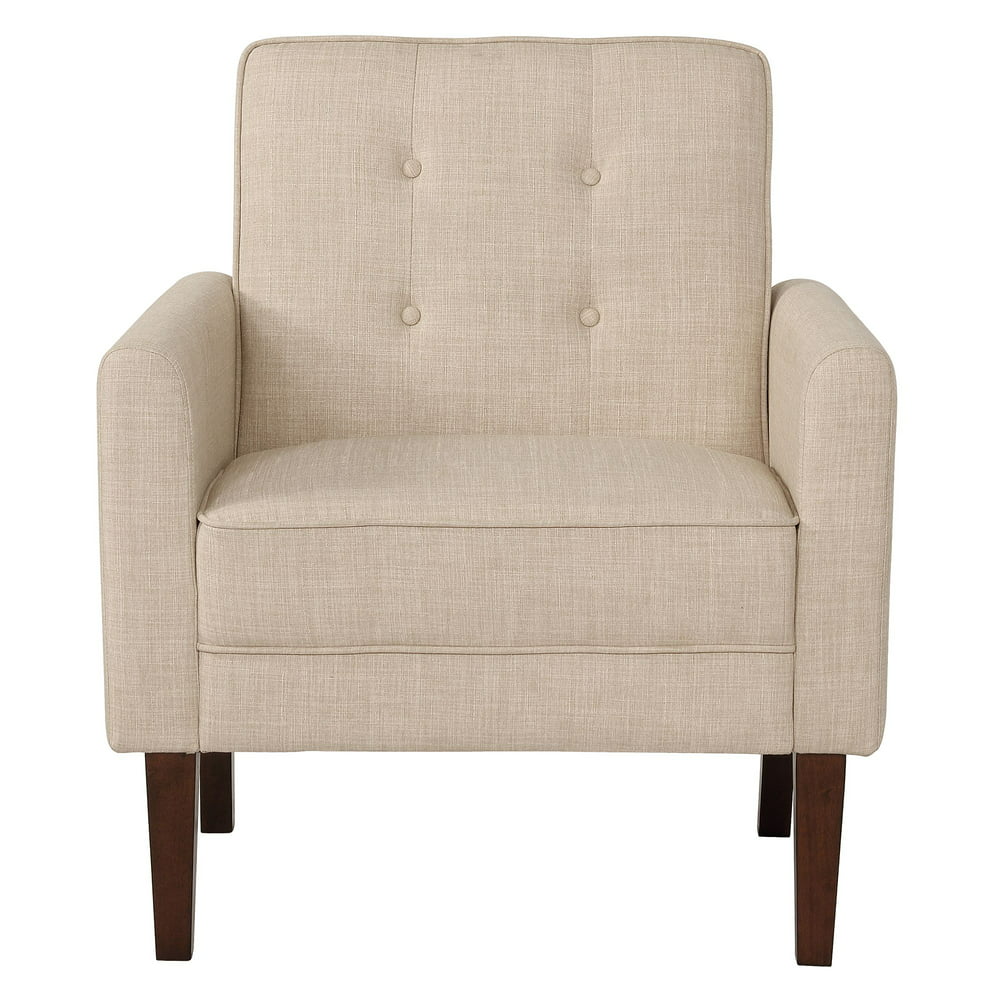 34" Beige and Brown Modern Upholstered Accent Chair