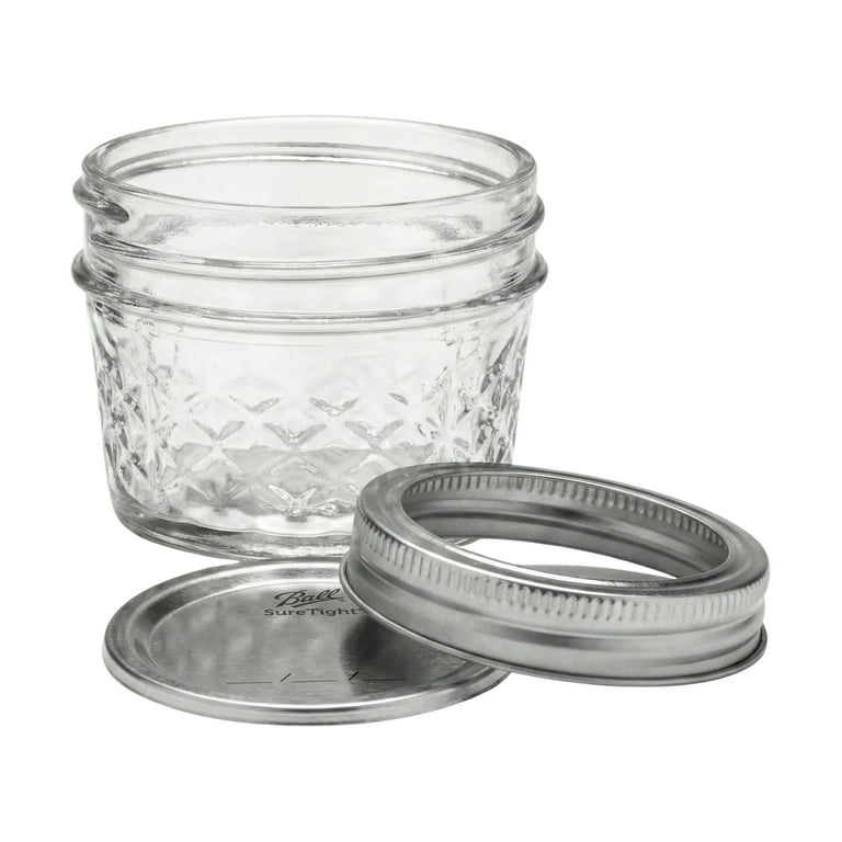 Ball Regular Mouth 4 oz Quilted Mason Jars with Lids and Bands