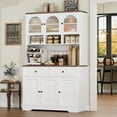 thumbnail image 4 of Hiphuta 71"in Modern Kitchen Pantry Storage Cabinet, Freestanding Kitchen Hutch Cabinet with Adjustable Shelves & Microwave Stand, Modern Coffee Hutch for Dining Room, White, 4 of 7