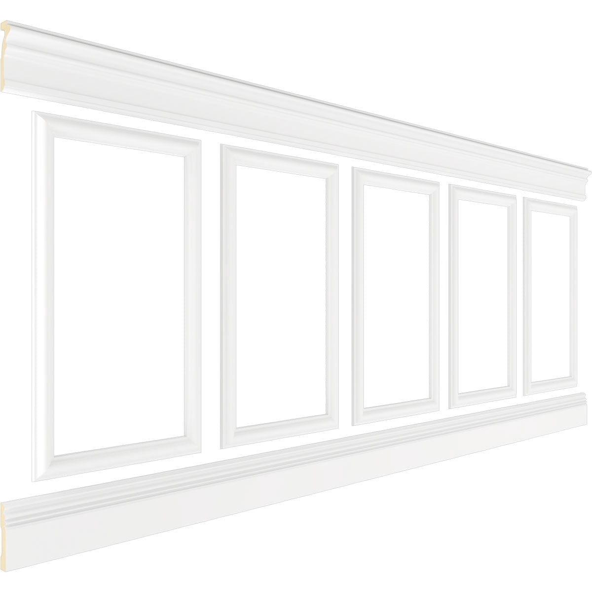 Ekena millwork 94 1/2"L (Adjustable 40"H to 44"H) Ashford Square Panel Traditional Wainscot Paneling Kit