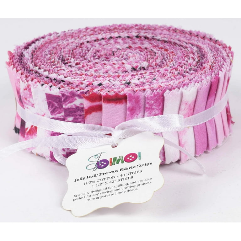 Soimoi 40Pcs Tie Dye Print Precut Fabrics Strips Roll Up 1.5x42inches  Cotton Jelly Rolls for Quilting - Purple