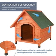 TRIXIE Cottage Weatherproof Outdoor Wooden Dog House Raised Floor for Larger Dogs, Brown