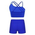 thumbnail image 2 of TiaoBug Kids Girls 2 Piece Dance Sport Outfits Gymnastics Dancewear Cami Crop Top with Booty Shorts Set Royal Blue 14, 2 of 7
