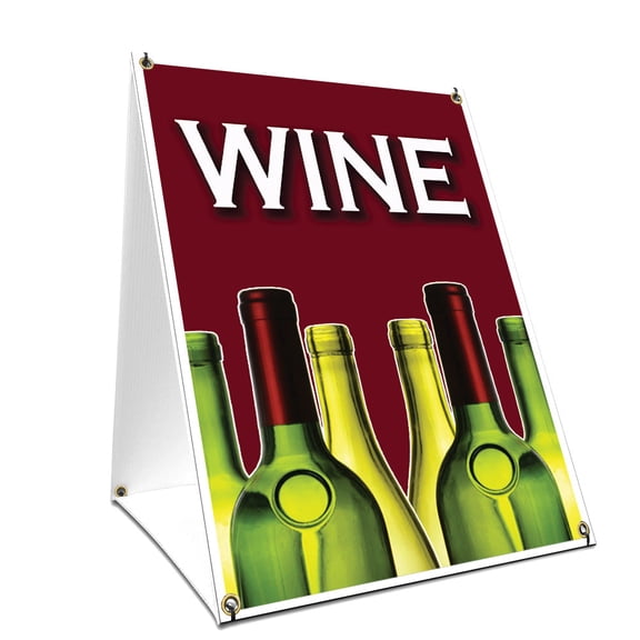 A-frame Sidewalk Wine Sign With Graphics On Each Side | 24" X 36" Print Size