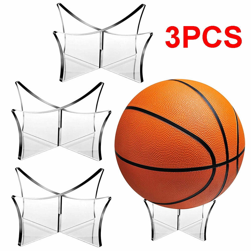 3PC Clear Acrylic Ball Display Stand Basketball Football Rugby Soccer