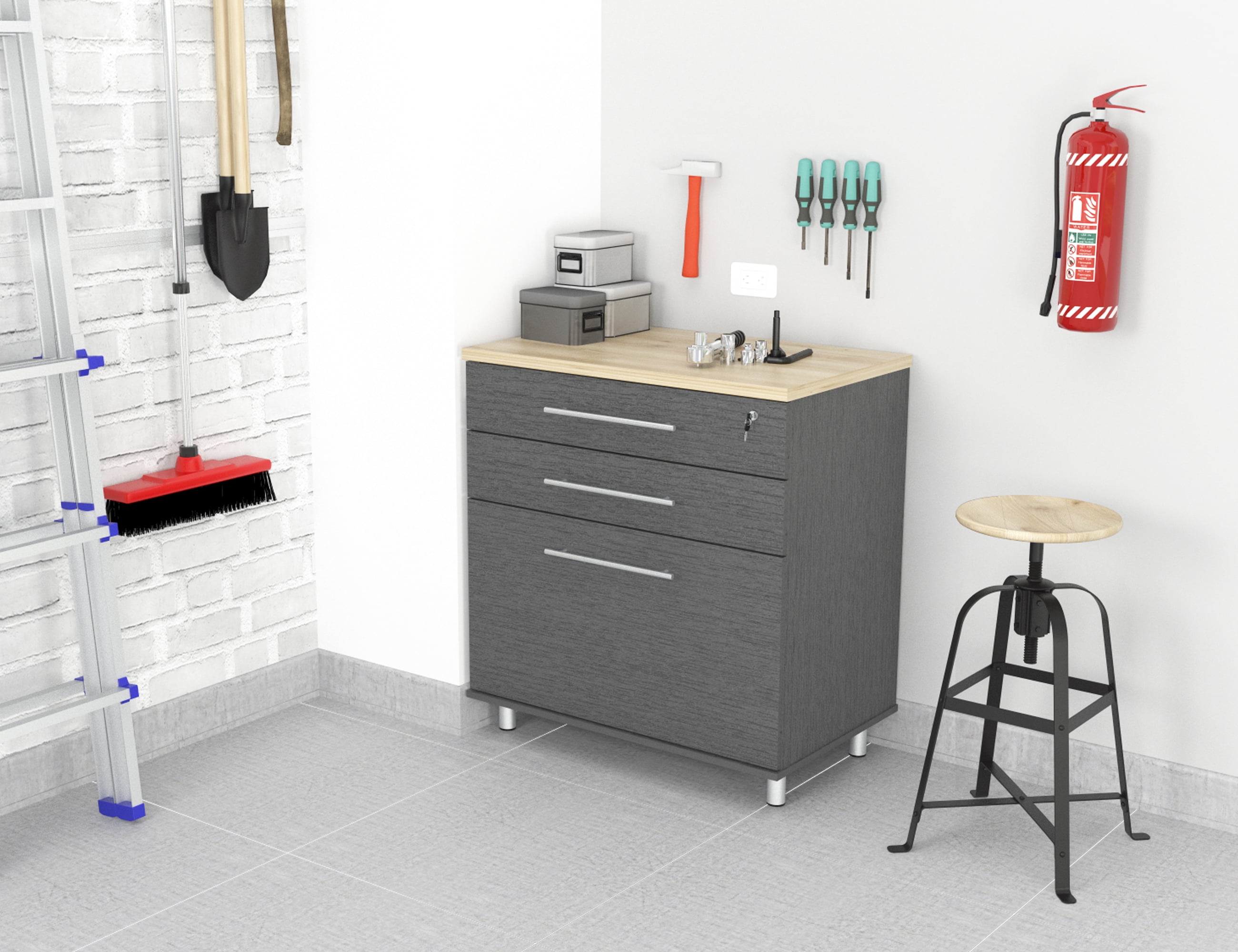 Inval Kratos 3drawer Laminate Garage Base Storage