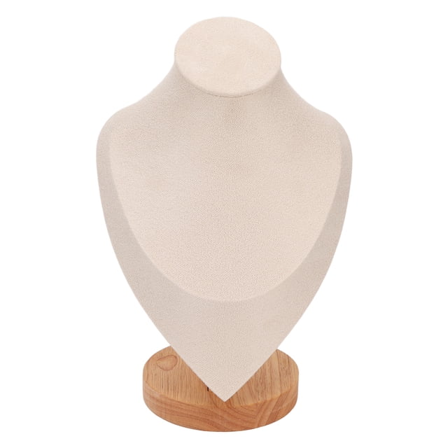 Necklace Display Holder, Wood Jewelry Bust Stand Multipurpose Stable Base Elegant For Trade Show For Jewelry Store Beige