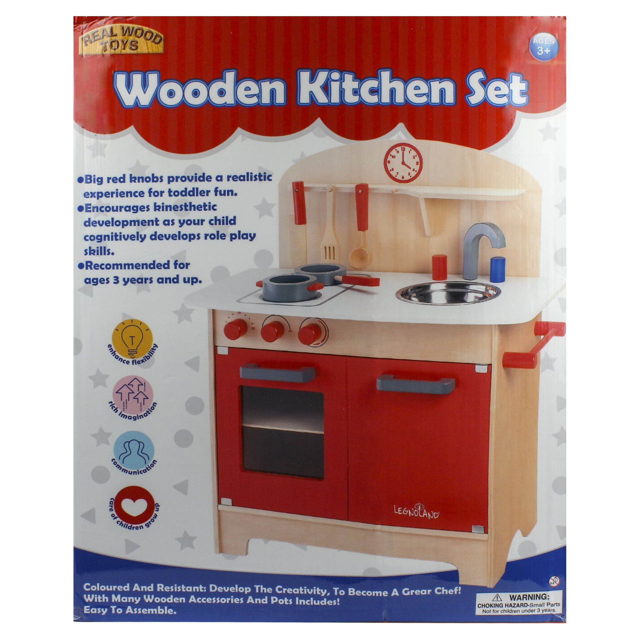 5-Piece Kitchen Set Wood and Purple Resin Handle