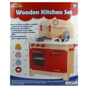 Homeware 5 Piece Wood Play Kitchen, Beige and Red