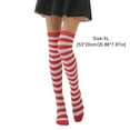thumbnail image 2 of Lot de 2 Bas Cuisses Rayés Grande Taille Respirabilité Unique Flexibles Apparence Tendance Antidérapants Bas Chaussettes Bottes Bas Rouges Blancs Rayés, 2 of 6