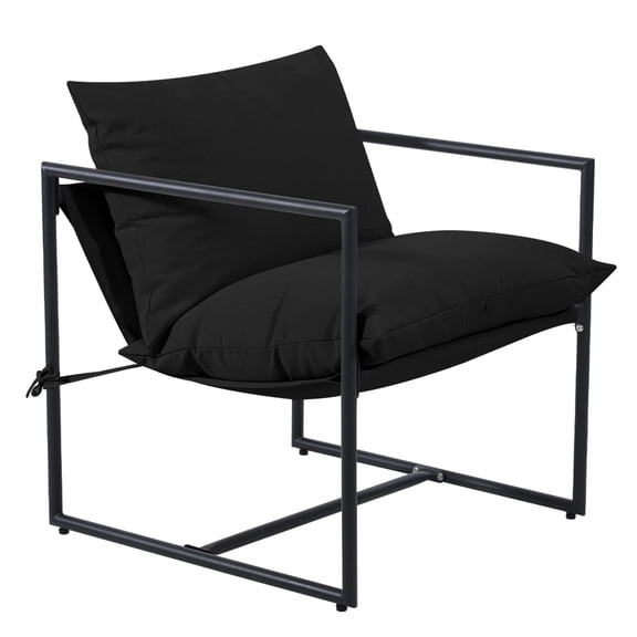 Melocadol Accent Chair with Armrest, Sturdy Metal Frame, Soft Upholstered Seat, 27.6" x27.6"x32.3", Mid-Century Style Space-Saving Living Room Chair, Black