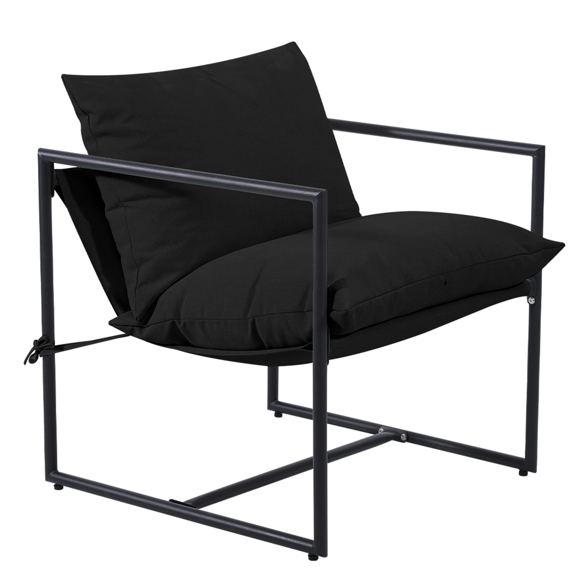 Melocadol Accent Chair with Armrest, Sturdy Metal Frame, Soft Upholstered Seat, 27.6" x27.6"x32.3", Mid-Century Style Space-Saving Living Room Chair, Black