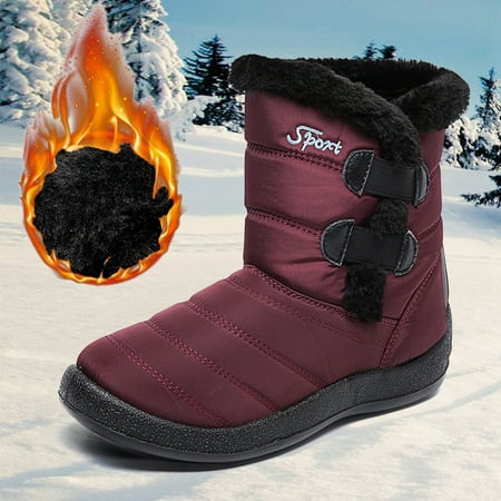

SBYOJLPB Women S Winter Boots Clearance Women Winter Solid Color Keep Warm Ankle Boots Plus Velvet Boot Flat Snow Boots Reduced Price