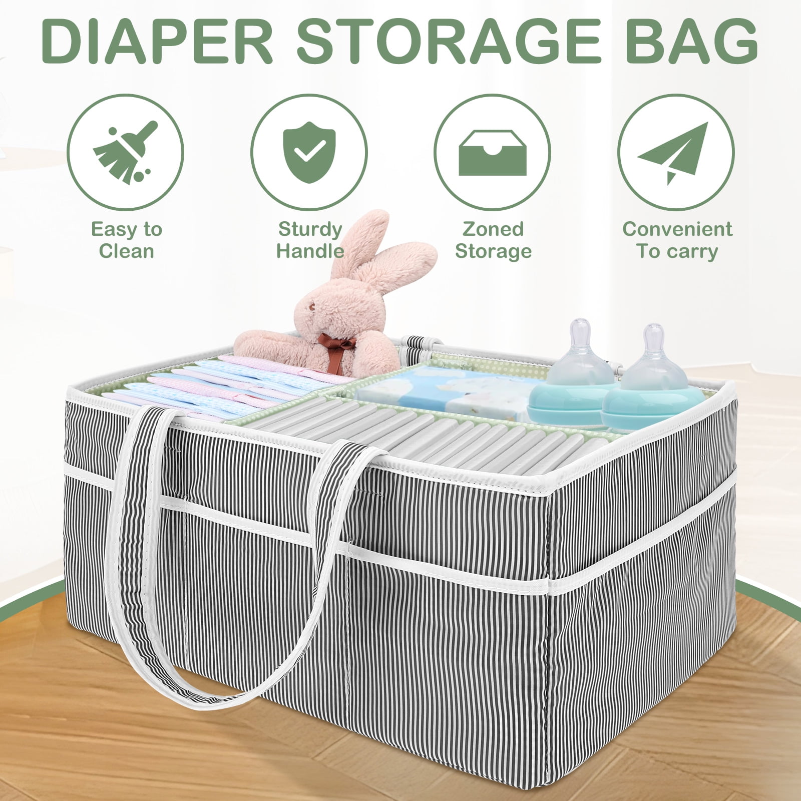 FKSZLL Baby Diaper Caddy Organizer Portable Nursery Storage Basket with Handle for Changing Table Newborn Essentials Baby Shower Presents and Registry Must Haves