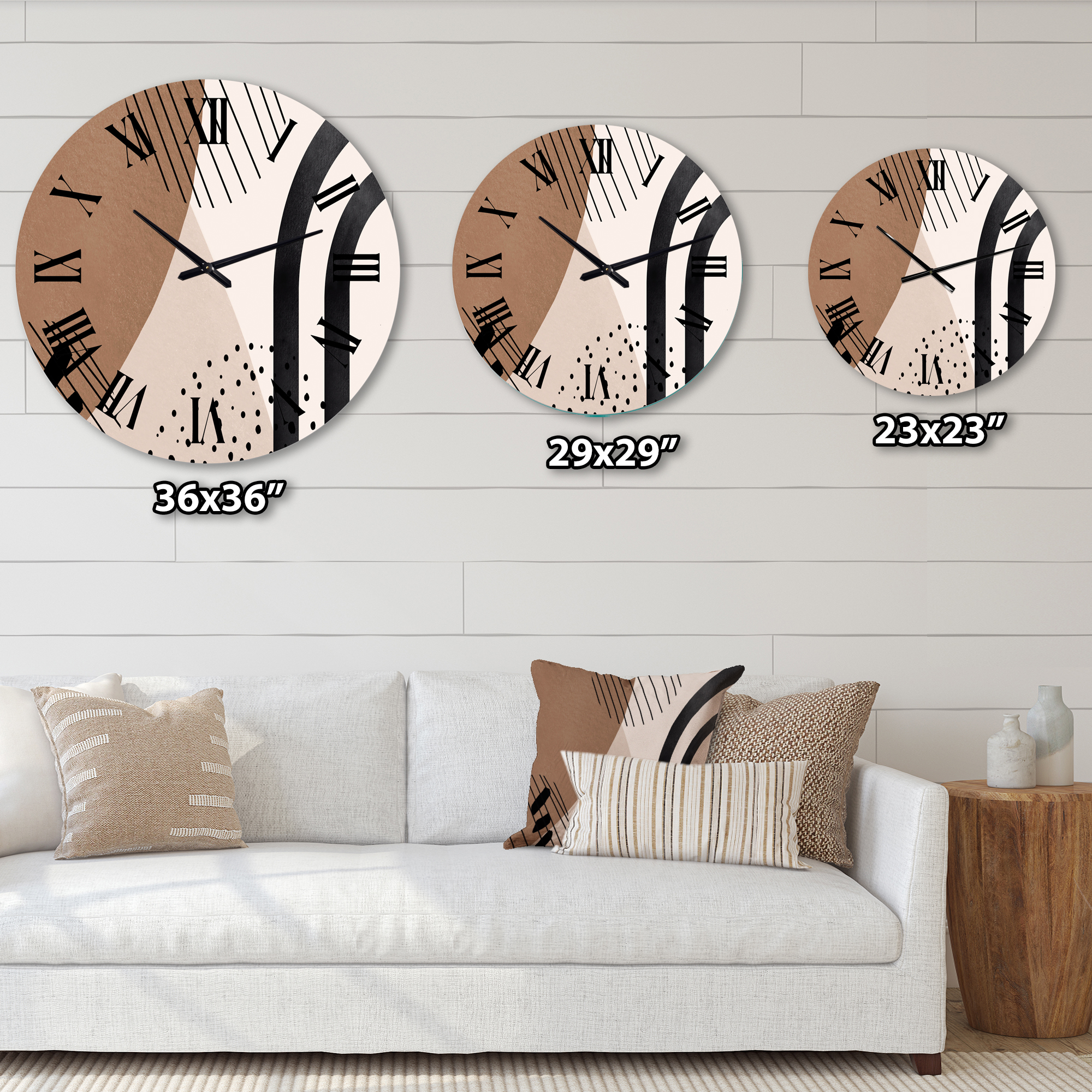 Designart 'Abstract Shapes In Terracotta And Ivory Shapes I' Modern Wall Clock