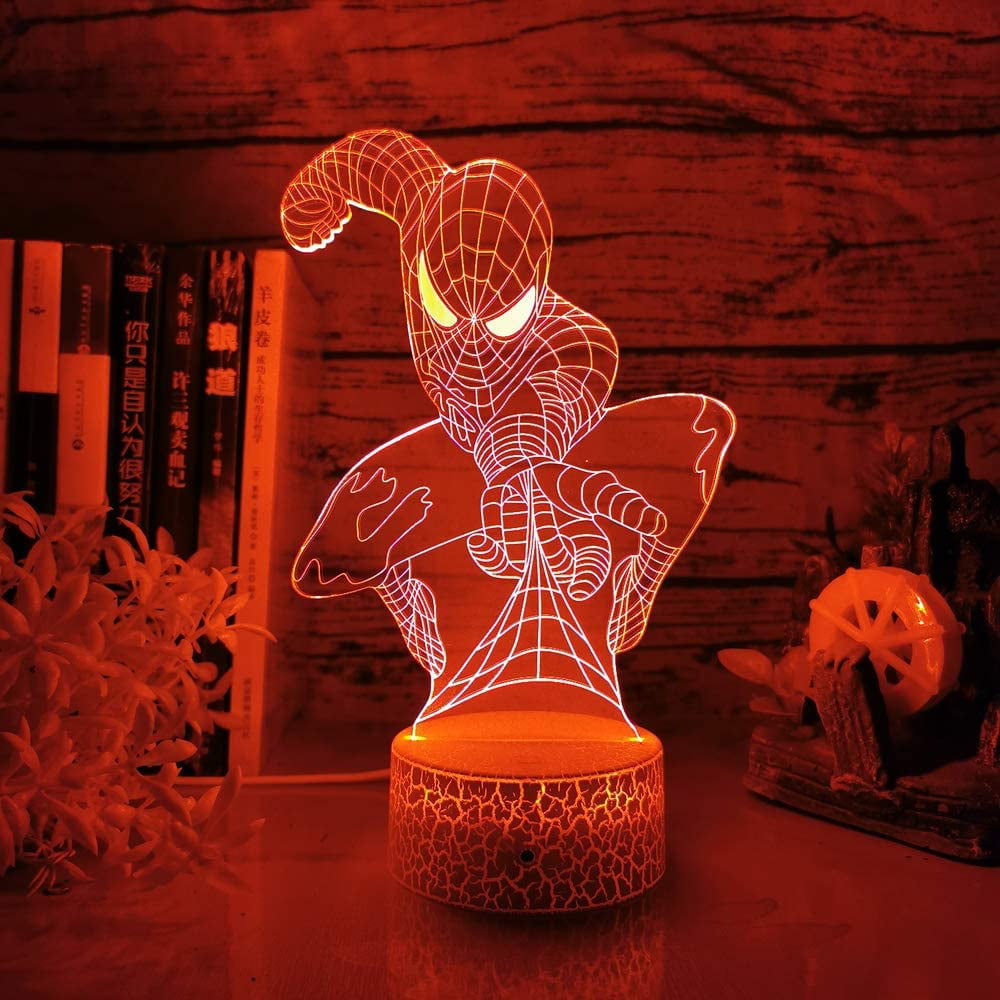 Spiderman 3D Night Light Lamp Marvel Action Figure Spider