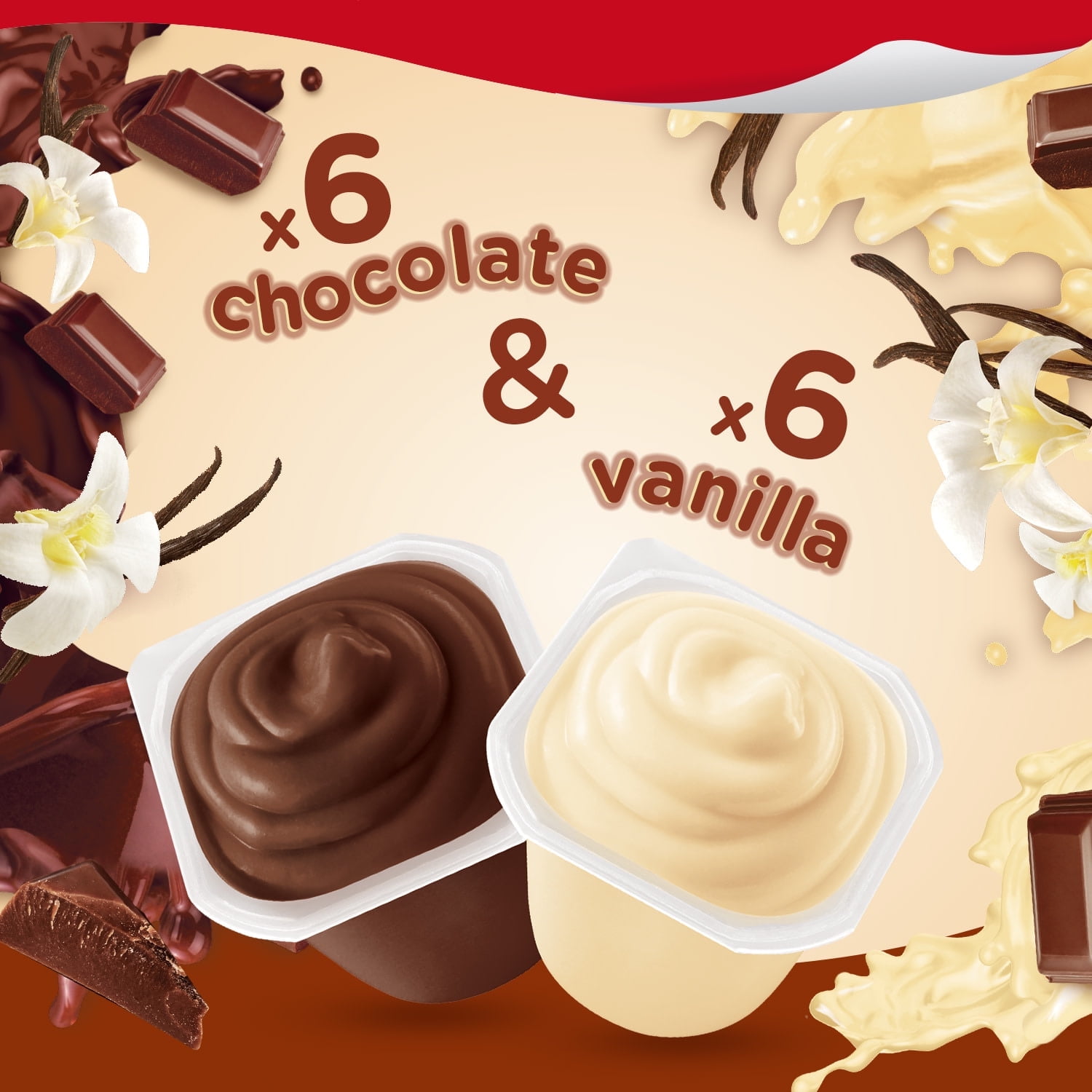 (4 pack) Snack Pack Chocolate Pudding and Vanilla Pudding, 3.25 oz Pudding Cups, 12 Count Family Pack