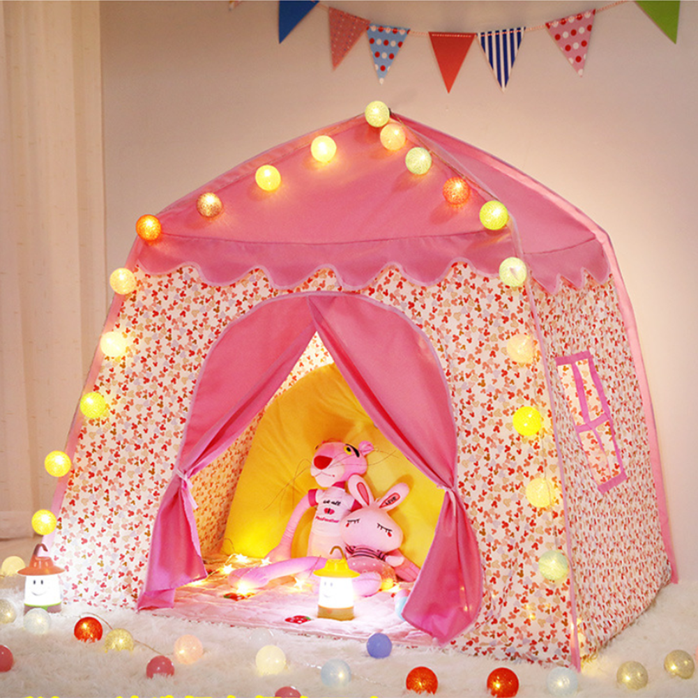 Kepooman Kids Indoor Outdoor Princess Castle Cabin Fun House for Child, Portable Play Tent Play House for Boys and Girls, Pink (Included Lights) Kepooman Kids Indoor Outdoor Princess Castle Cabin Fun House for Child, Portable Play Tent Play House for Boys and Girls, Pink (Included Lights)