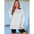 thumbnail image 4 of Womens Oversized Sweatshirts Crew Neck Long Sleeve Shirts Casual Loose Slit Fall Outfits Grey L, 4 of 9